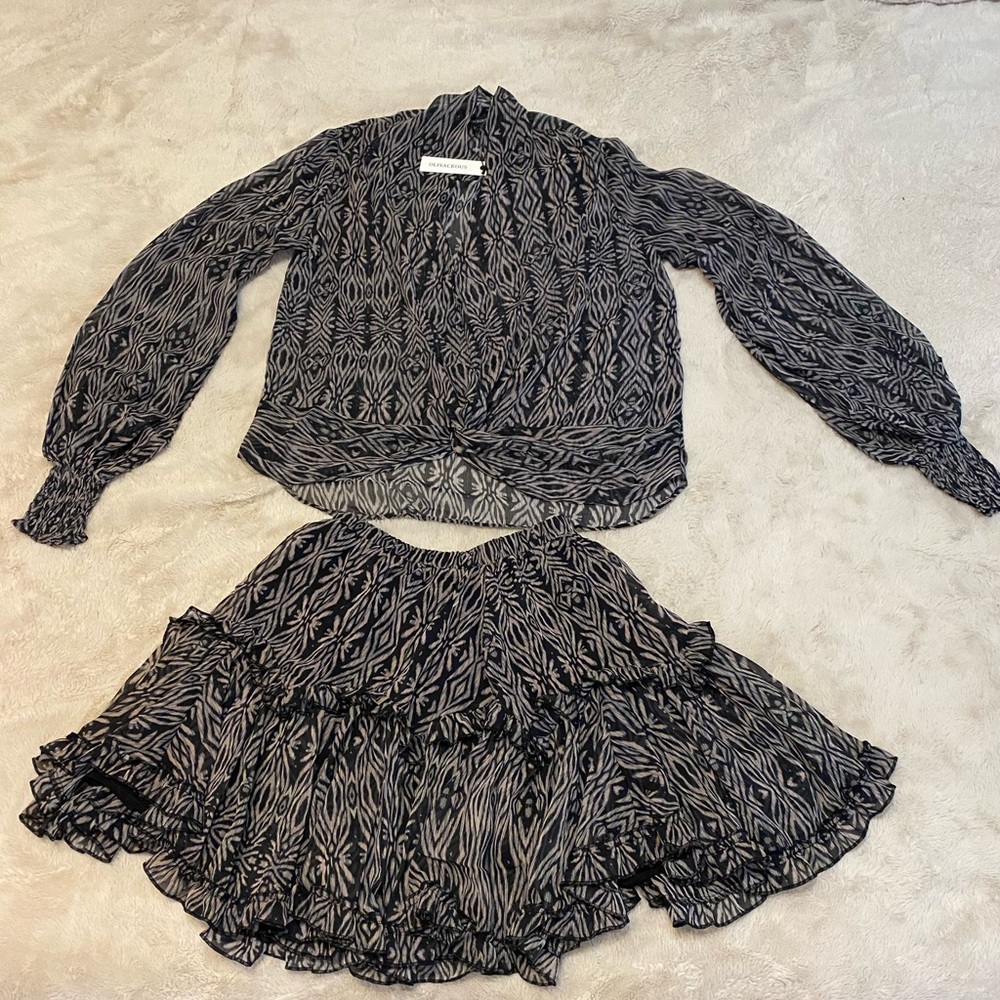 NWT Olivaceous Ruffled Skirt and Blouse Set